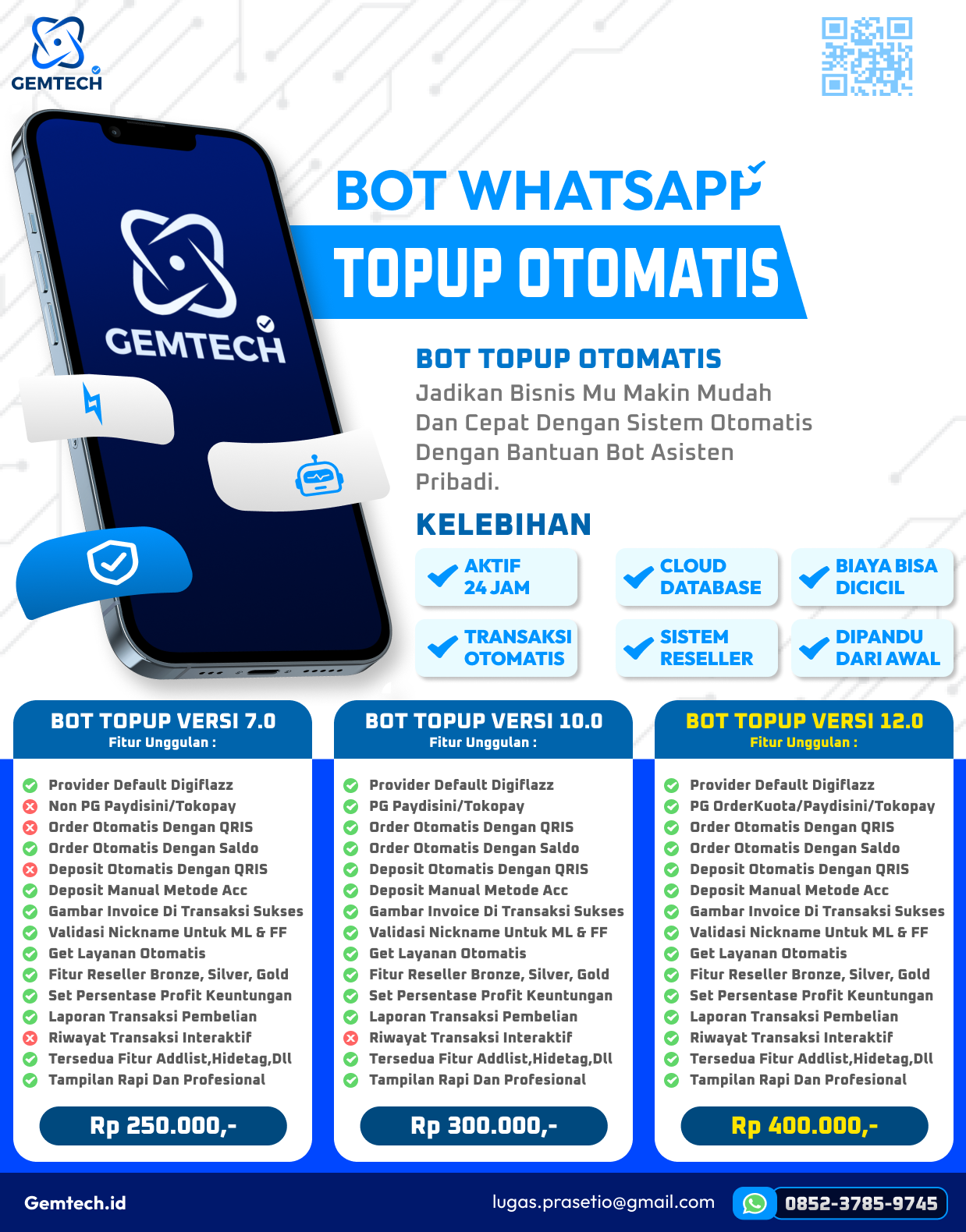 Poster jasa bot topup WhatsApp otomatis Gempay Topup